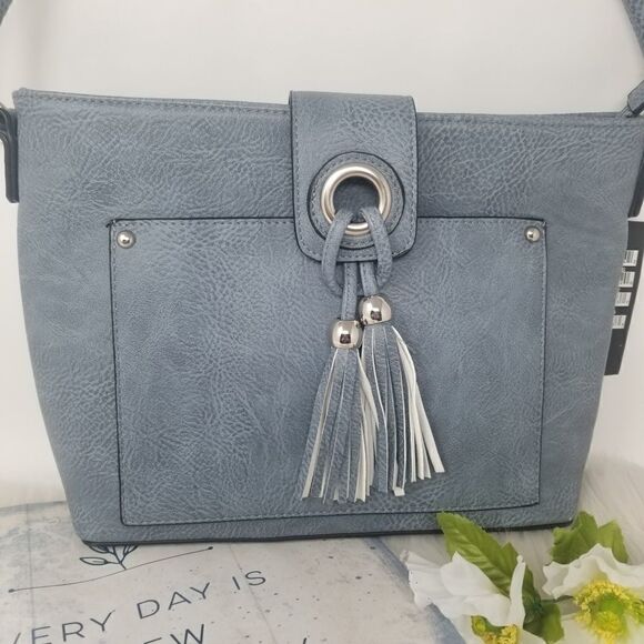 K.Carroll Handbag. Blue with tassel - Picture 3 of 14